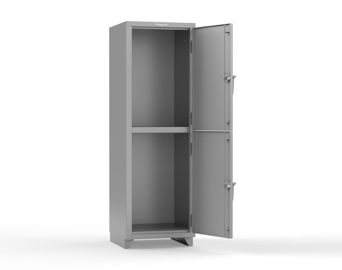 Extra Heavy Duty 14 GA Double-Tier Locker, 2 Compartments - 24 in. W x 24 in. D x 75 in. H - 26-2D-24-2T-L-7037