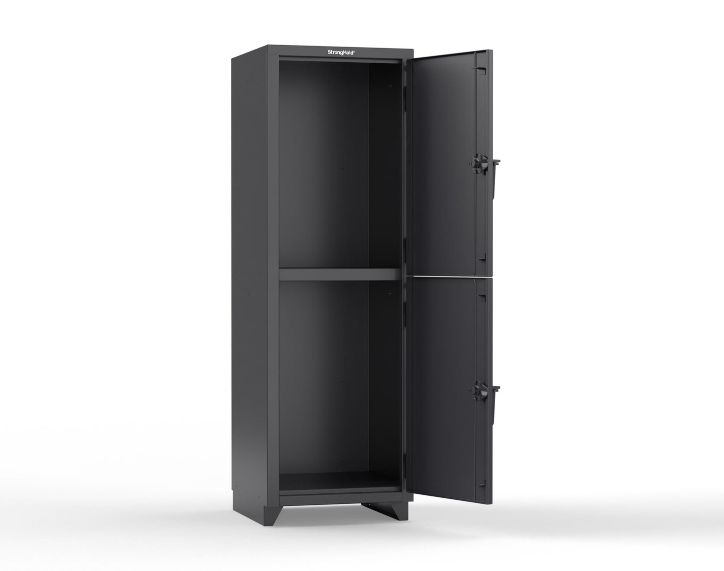 Extra Heavy Duty 14 GA Double-Tier Locker, 2 Compartments - 24 in. W x 24 in. D x 75 in. H - 26-2D-24-2T-L-9005
