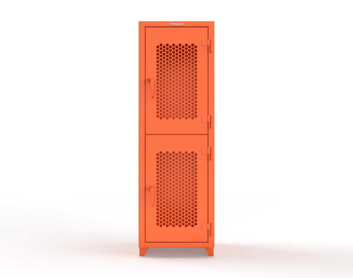 Extra Heavy Duty 14 GA Double-Tier Ventilated Locker, 2 Compartments - 24 in. W x 24 in. D x 75 in. H - 26-2H-24-2T-L-2009
