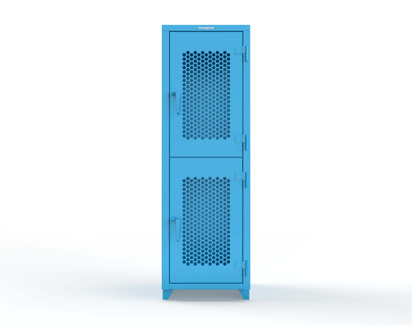 Extra Heavy Duty 14 GA Double-Tier Ventilated Locker, 2 Compartments - 24 in. W x 24 in. D x 75 in. H - 26-2H-24-2T-L-5012