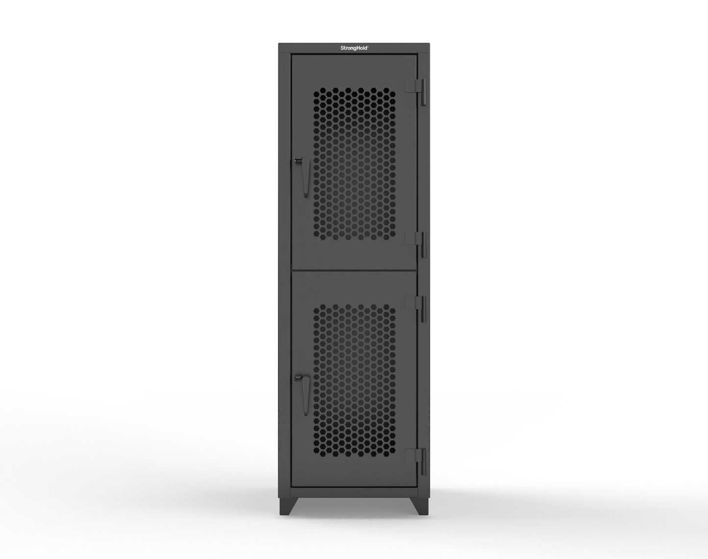 Extra Heavy Duty 14 GA Double-Tier Ventilated Locker, 2 Compartments - 24 in. W x 24 in. D x 75 in. H - 26-2H-24-2T-L-9005