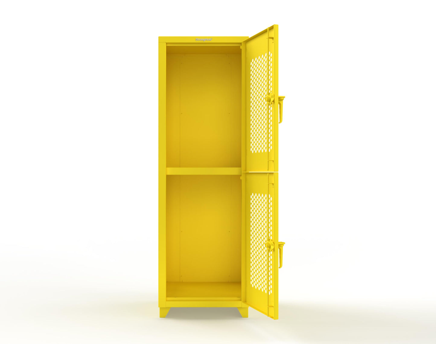 Extra Heavy Duty 14 GA Double-Tier Ventilated Locker, 2 Compartments - 24 in. W x 24 in. D x 75 in. H - 26-2H-24-2T-L-1021