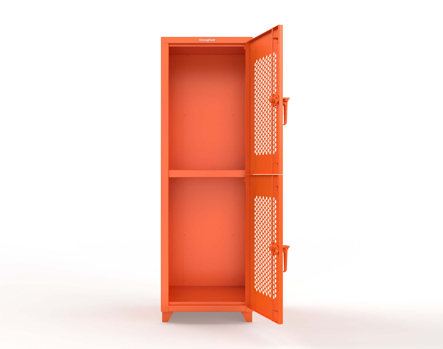 Extra Heavy Duty 14 GA Double-Tier Ventilated Locker, 2 Compartments - 24 in. W x 24 in. D x 75 in. H - 26-2H-24-2T-L-2009