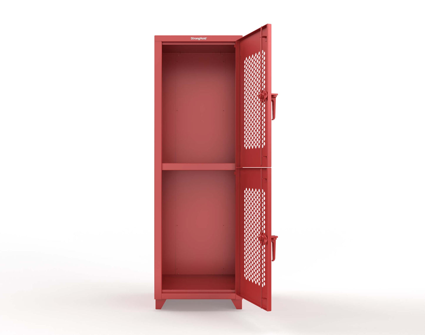 Extra Heavy Duty 14 GA Double-Tier Ventilated Locker, 2 Compartments - 24 in. W x 24 in. D x 75 in. H - 26-2H-24-2T-L-3001