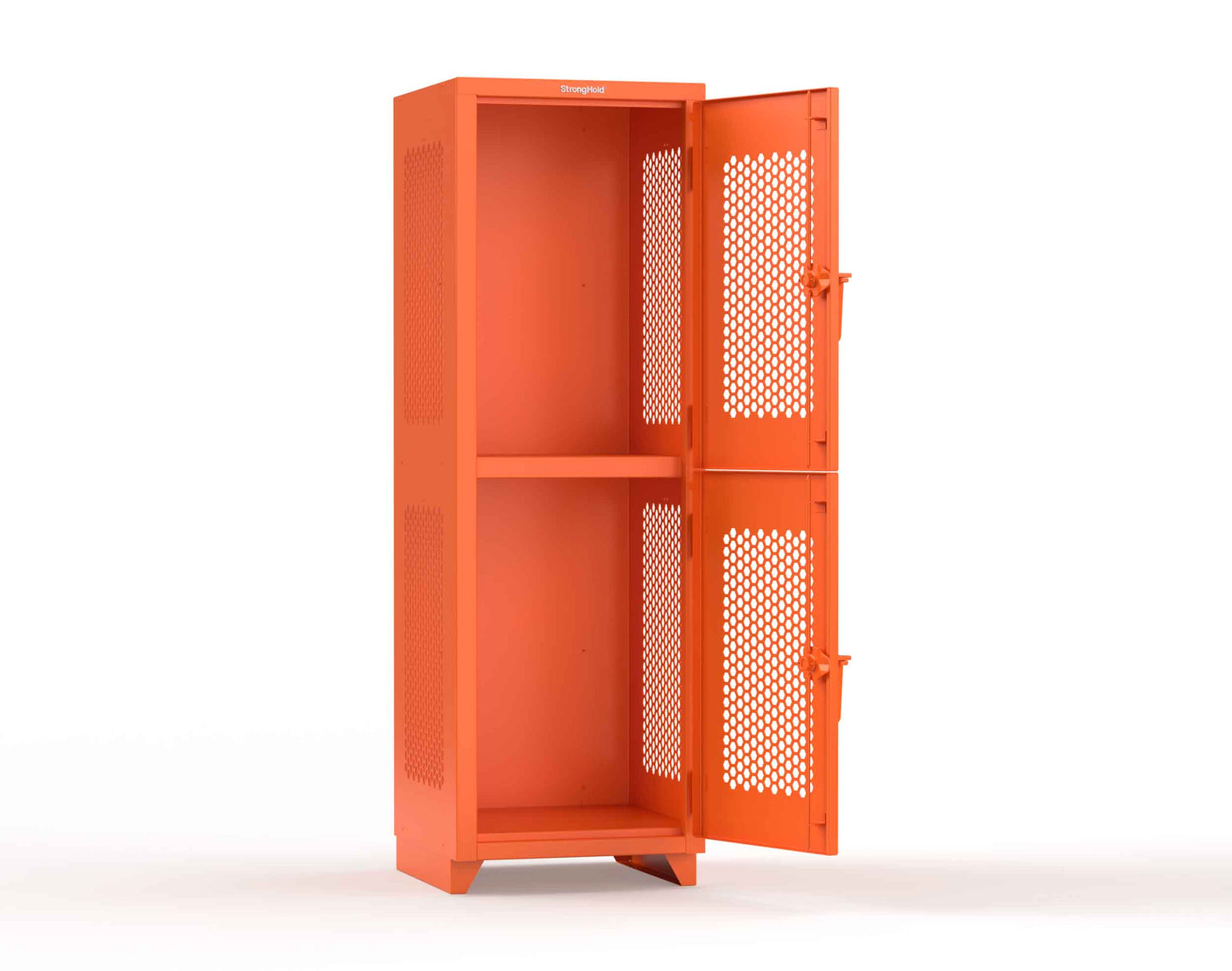 Extra Heavy Duty 14 GA Double-Tier Ventilated Locker, 2 Compartments - 24 in. W x 24 in. D x 75 in. H - 26-2H-24-2T-L-2009