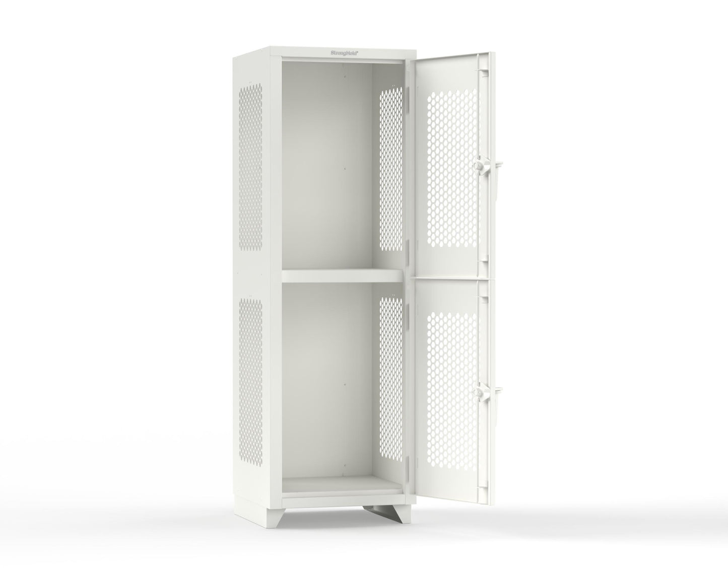 Extra Heavy Duty 14 GA Double-Tier Ventilated Locker, 2 Compartments - 24 in. W x 24 in. D x 75 in. H - 26-2H-24-2T-L-9003