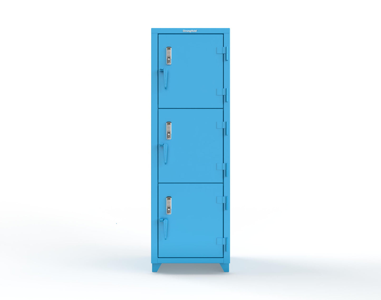Extra Heavy Duty 14 GA Triple-Tier Locker with Keyless Entry Lock, 3 Compartments – 24 in. W x 24 in. D x 75 in. H - 26-3D-24-3T-EK-L-5012