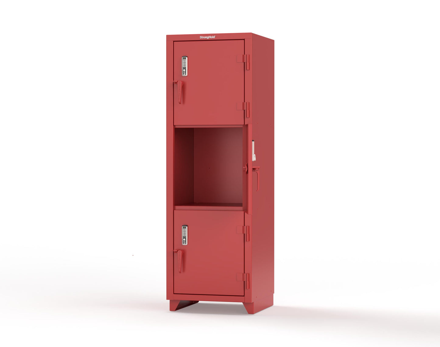 Extra Heavy Duty 14 GA Triple-Tier Locker with Keyless Entry Lock, 3 Compartments – 24 in. W x 24 in. D x 75 in. H - 26-3D-24-3T-EK-L-3001