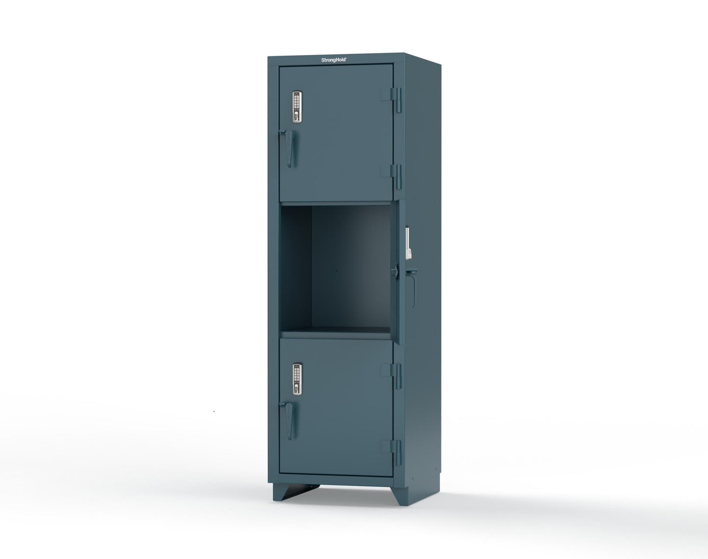 Extra Heavy Duty 14 GA Triple-Tier Locker with Keyless Entry Lock, 3 Compartments – 24 in. W x 24 in. D x 75 in. H - 26-3D-24-3T-EK-L-5001