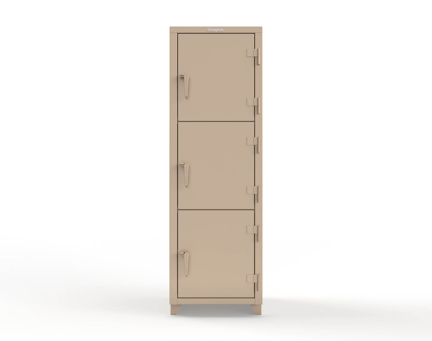 Extra Heavy Duty 14 GA Triple-Tier Locker, 3 Compartments - 24 in. W x 24 in. D x 75 in. H - 26-3D-24-3T-L-1019