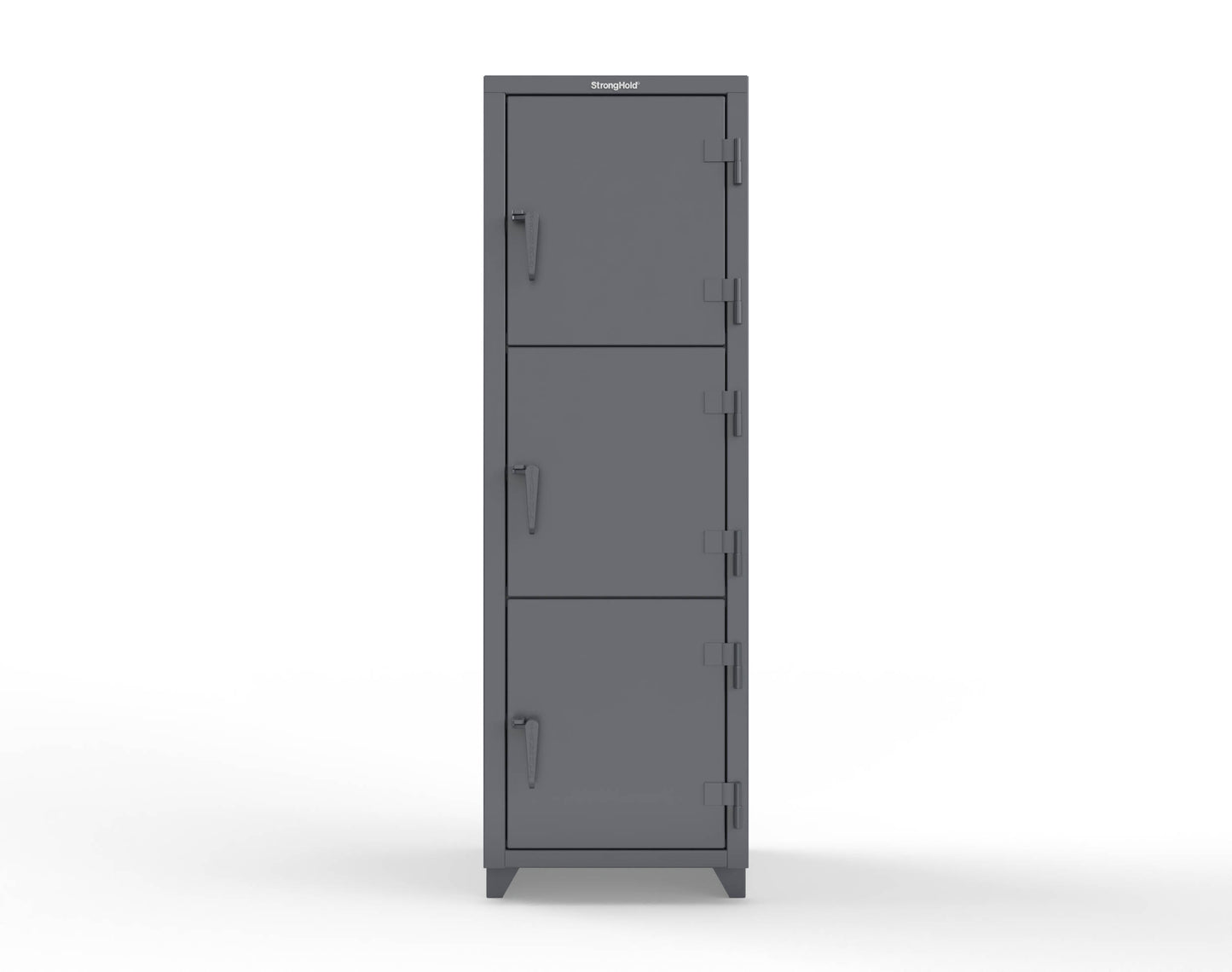 Extra Heavy Duty 14 GA Triple-Tier Locker, 3 Compartments - 24 in. W x 24 in. D x 75 in. H - 26-3D-24-3T-L-7024