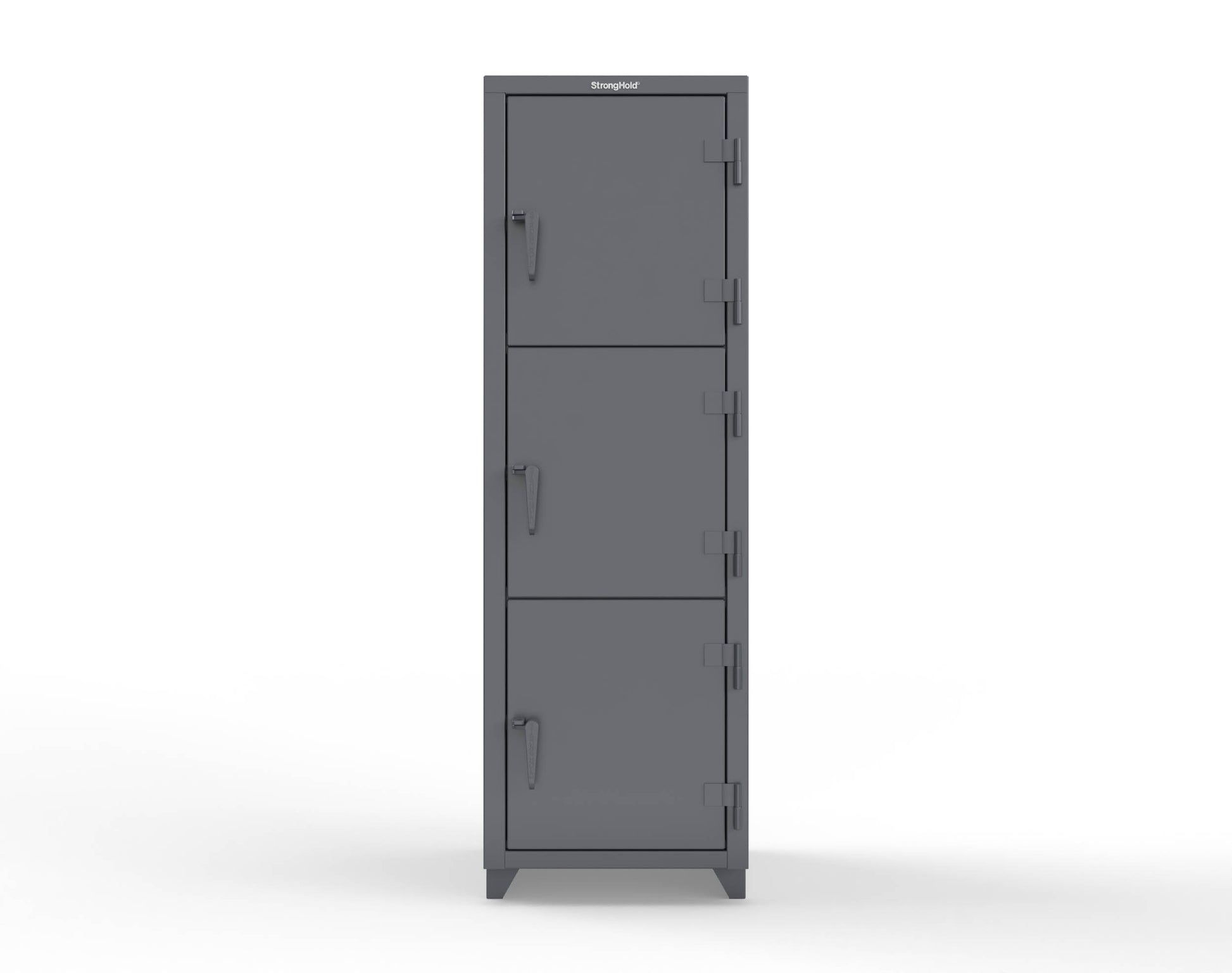 Extra Heavy Duty 14 GA Triple-Tier Locker, 3 Compartments - 24 in. W x 24 in. D x 75 in. H - 26-3D-24-3T-L-7024