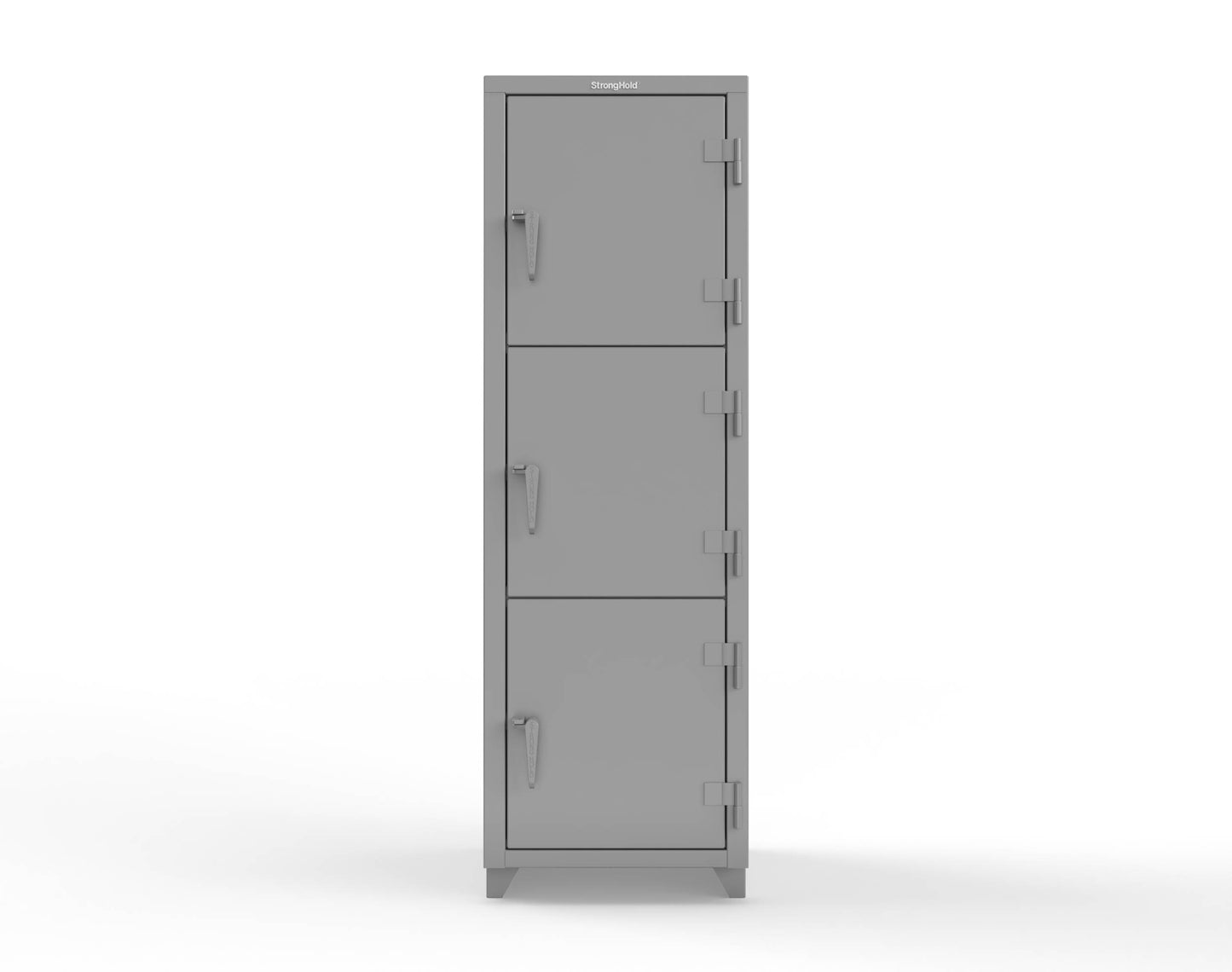 Extra Heavy Duty 14 GA Triple-Tier Locker, 3 Compartments - 24 in. W x 24 in. D x 75 in. H - 26-3D-24-3T-L-7037