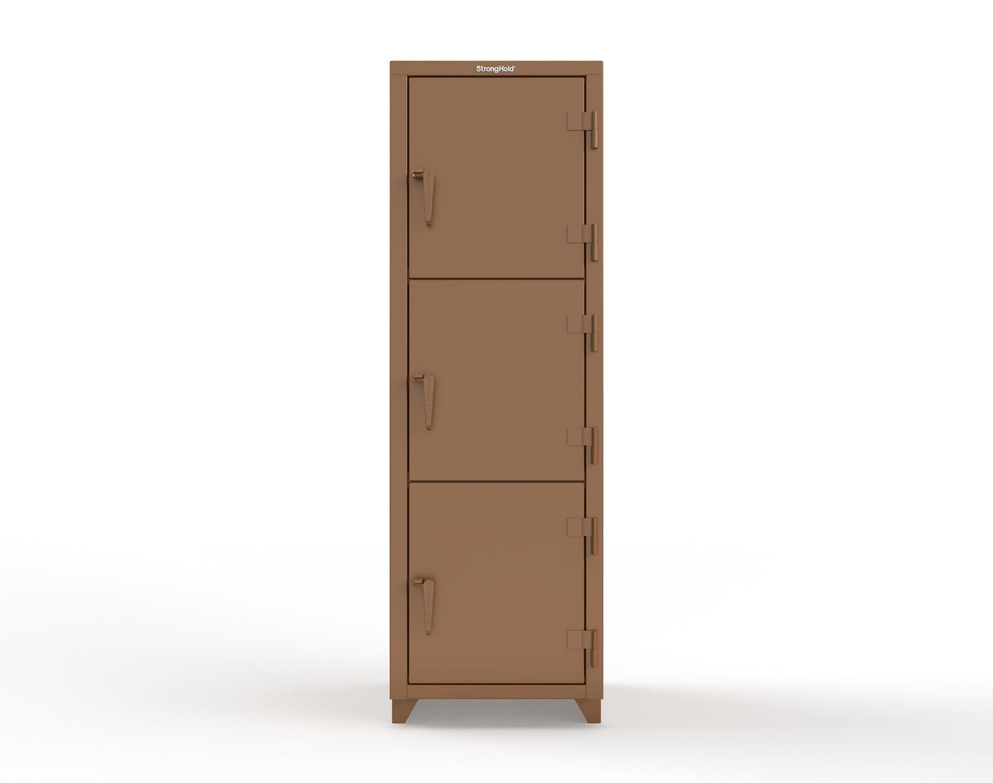 Extra Heavy Duty 14 GA Triple-Tier Locker, 3 Compartments - 24 in. W x 24 in. D x 75 in. H - 26-3D-24-3T-L-8008