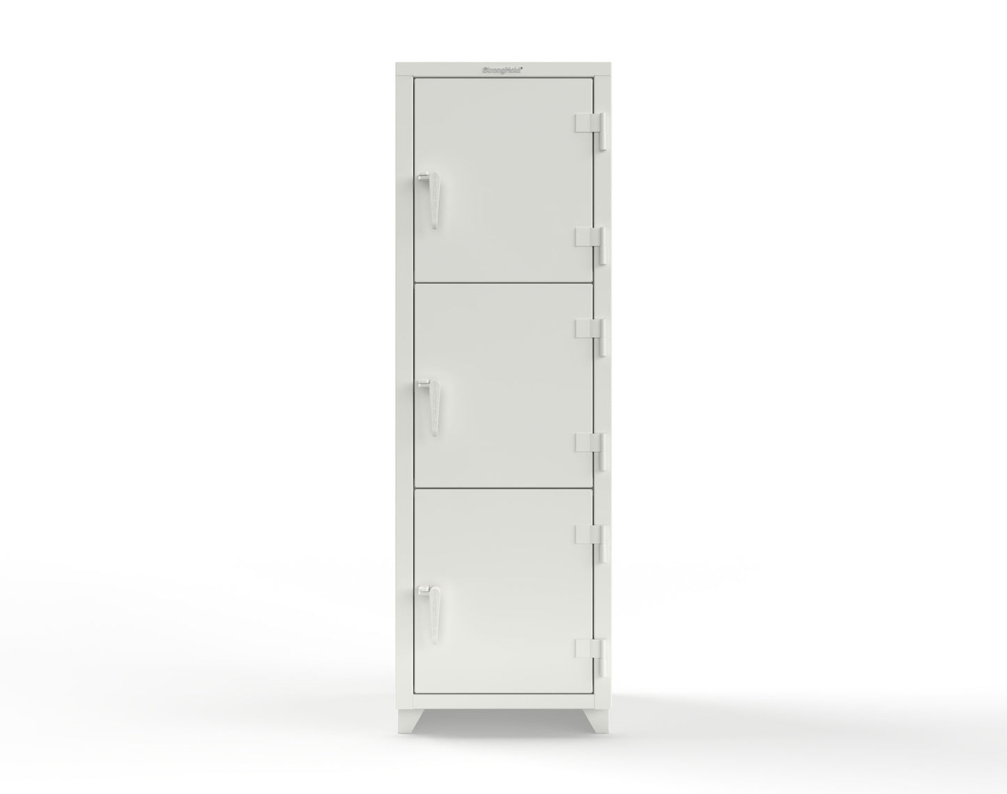 Extra Heavy Duty 14 GA Triple-Tier Locker, 3 Compartments - 24 in. W x 24 in. D x 75 in. H - 26-3D-24-3T-L-9003