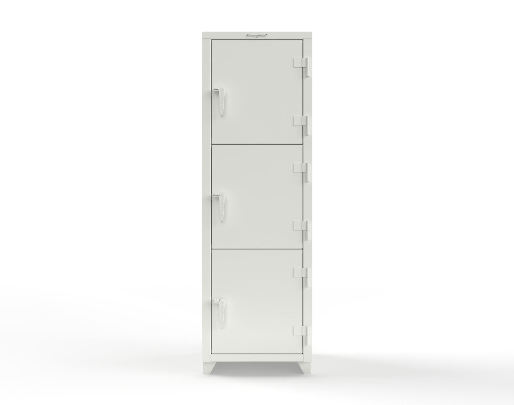 Extra Heavy Duty 14 GA Triple-Tier Locker, 3 Compartments - 24 in. W x 24 in. D x 75 in. H - 26-3D-24-3T-L-9003