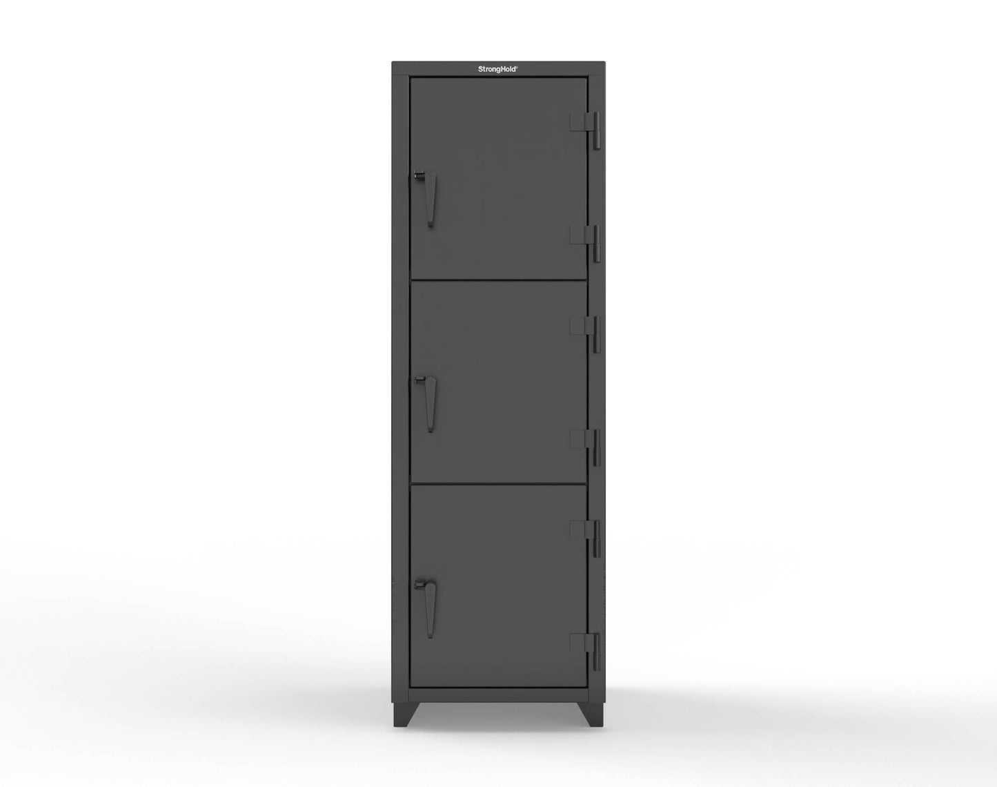 Extra Heavy Duty 14 GA Triple-Tier Locker, 3 Compartments - 24 in. W x 24 in. D x 75 in. H - 26-3D-24-3T-L-9005
