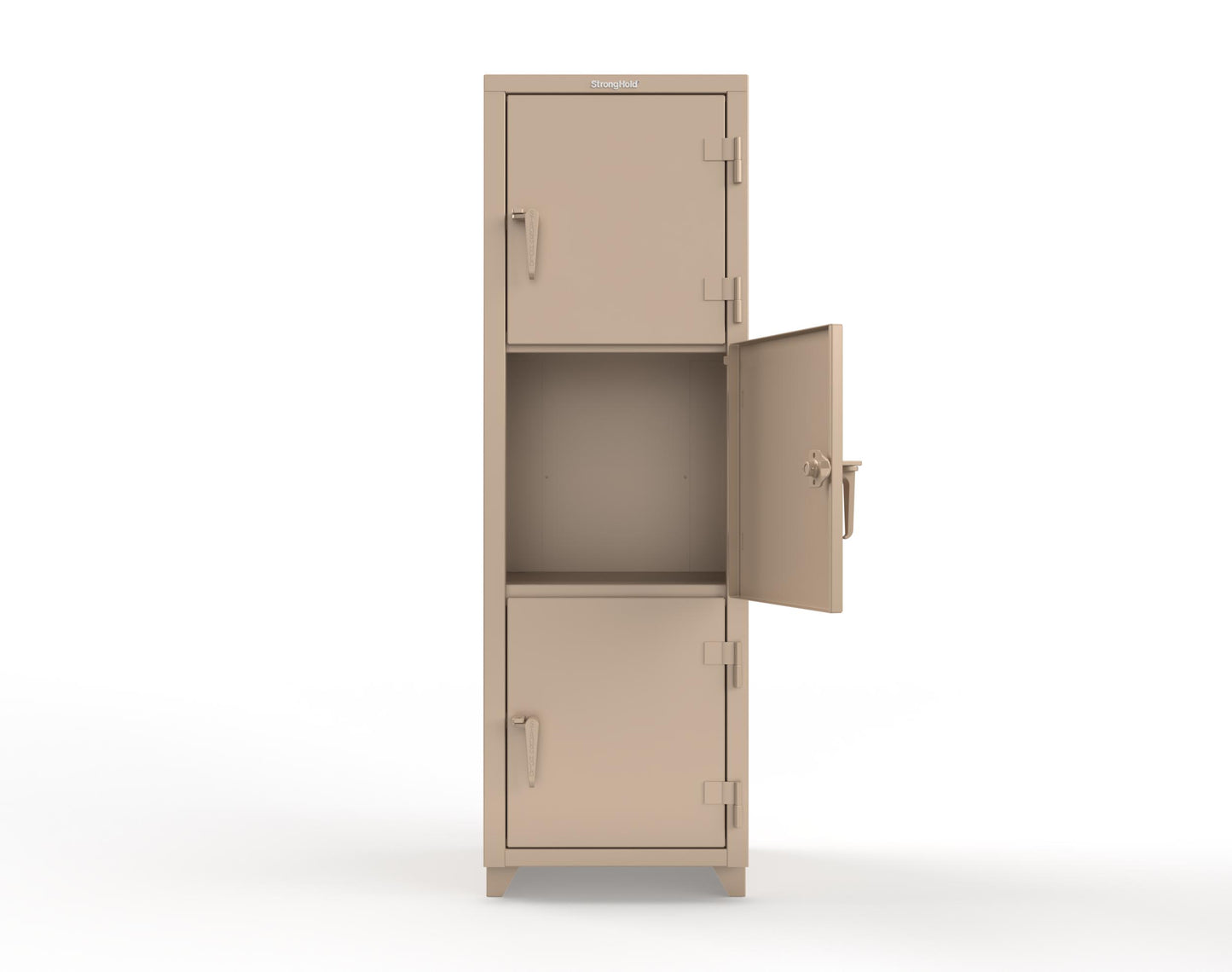 Extra Heavy Duty 14 GA Triple-Tier Locker, 3 Compartments - 24 in. W x 24 in. D x 75 in. H - 26-3D-24-3T-L-1019