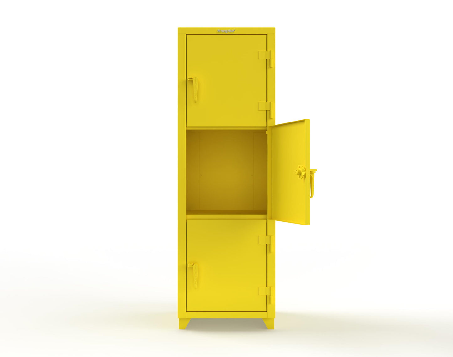 Extra Heavy Duty 14 GA Triple-Tier Locker, 3 Compartments - 24 in. W x 24 in. D x 75 in. H - 26-3D-24-3T-L-1021