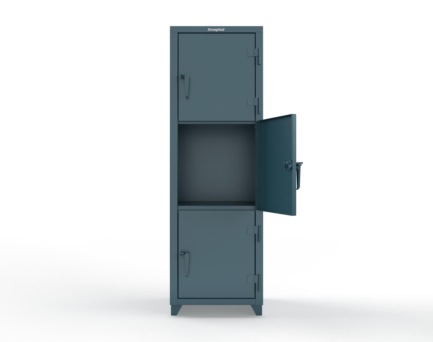 Extra Heavy Duty 14 GA Triple-Tier Locker, 3 Compartments - 24 in. W x 24 in. D x 75 in. H - 26-3D-24-3T-L-5001