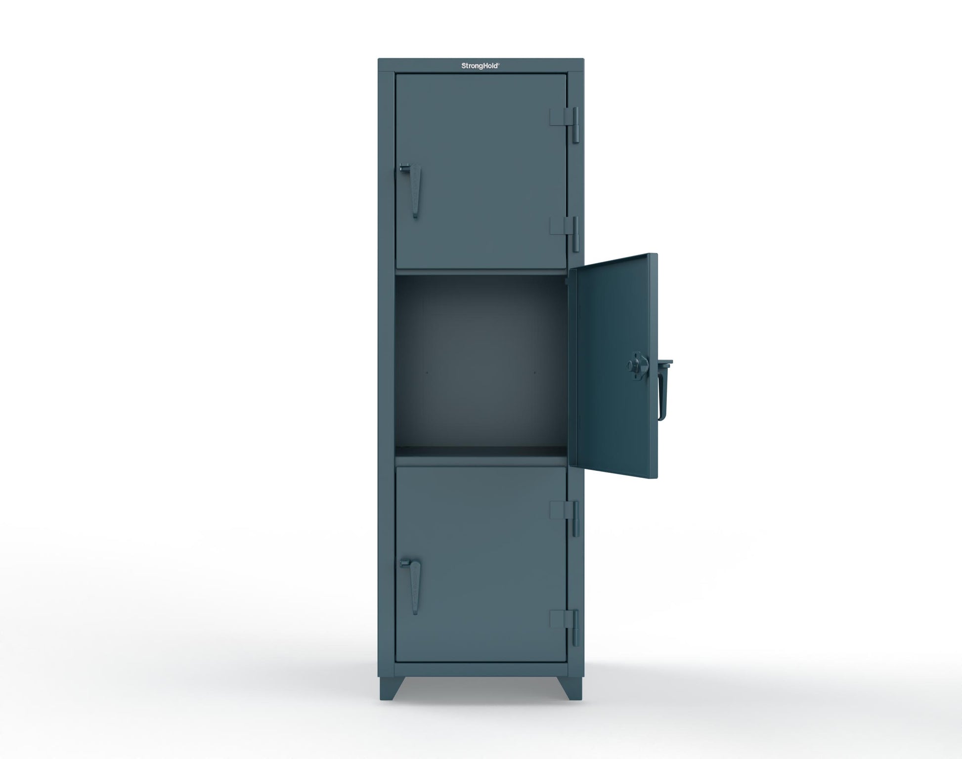 Extra Heavy Duty 14 GA Triple-Tier Locker, 3 Compartments - 24 in. W x 24 in. D x 75 in. H - 26-3D-24-3T-L-5001