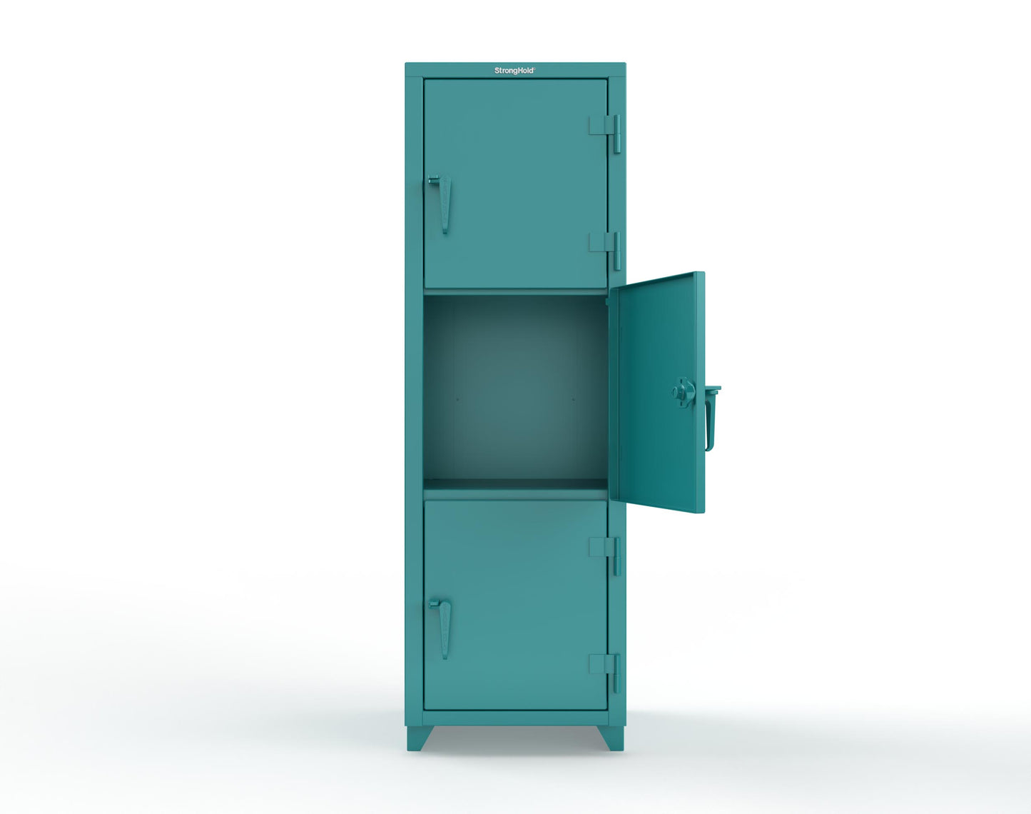 Extra Heavy Duty 14 GA Triple-Tier Locker, 3 Compartments - 24 in. W x 24 in. D x 75 in. H - 26-3D-24-3T-L-5021