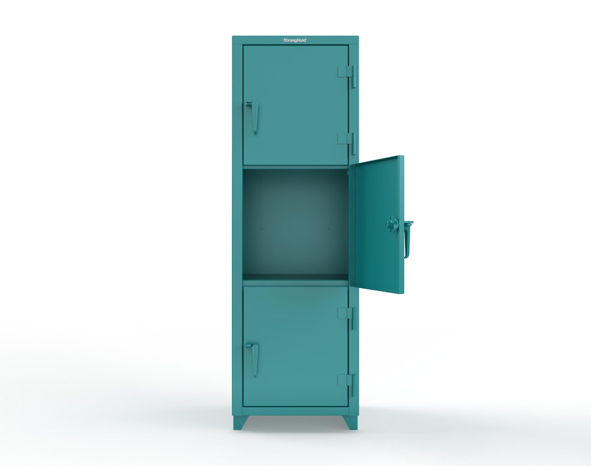 Extra Heavy Duty 14 GA Triple-Tier Locker, 3 Compartments - 24 in. W x 24 in. D x 75 in. H - 26-3D-24-3T-L-5021