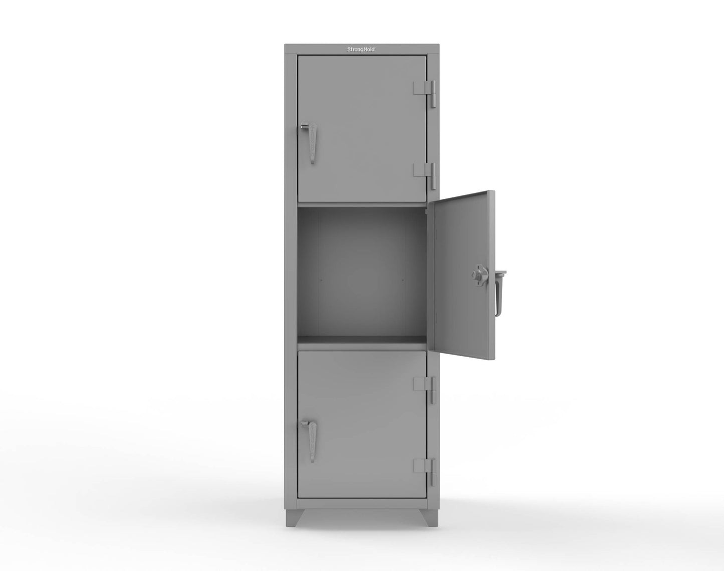 Extra Heavy Duty 14 GA Triple-Tier Locker, 3 Compartments - 24 in. W x 24 in. D x 75 in. H - 26-3D-24-3T-L-7037