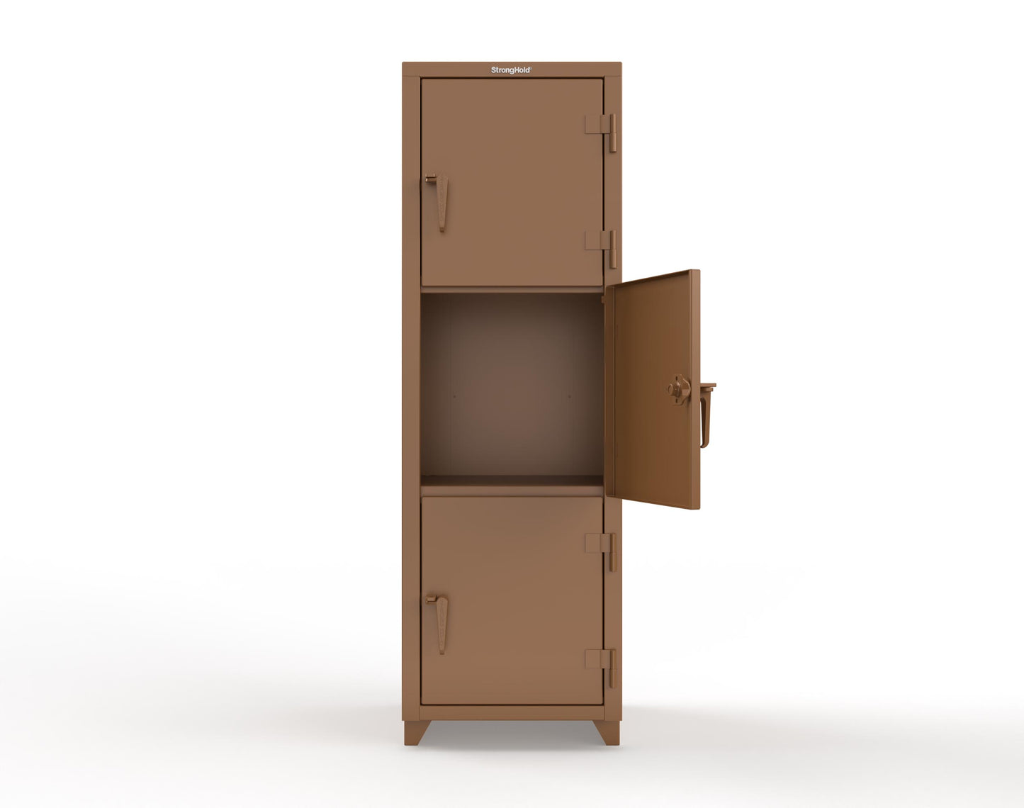 Extra Heavy Duty 14 GA Triple-Tier Locker, 3 Compartments - 24 in. W x 24 in. D x 75 in. H - 26-3D-24-3T-L-8008