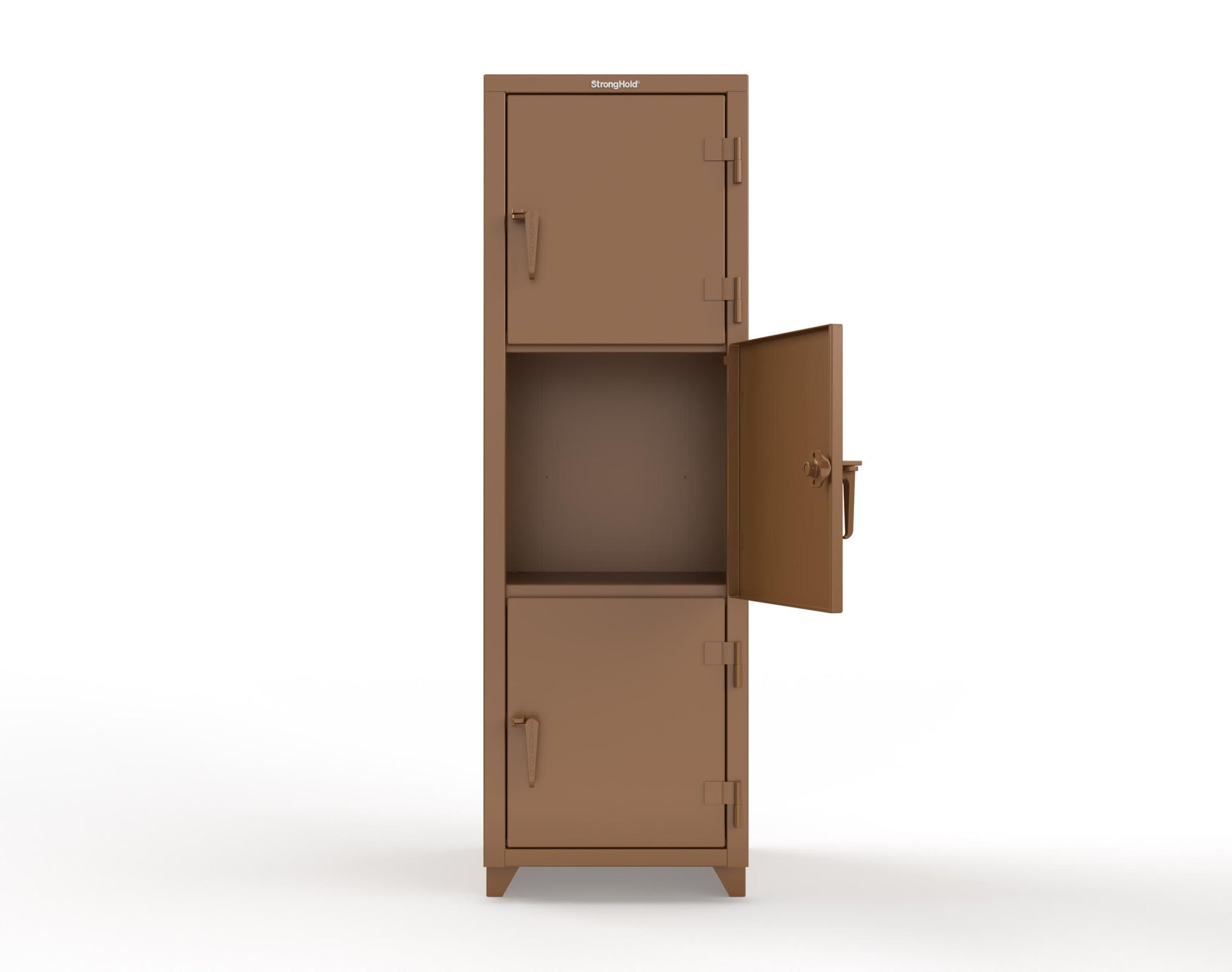 Extra Heavy Duty 14 GA Triple-Tier Locker, 3 Compartments - 24 in. W x 24 in. D x 75 in. H - 26-3D-24-3T-L-8008