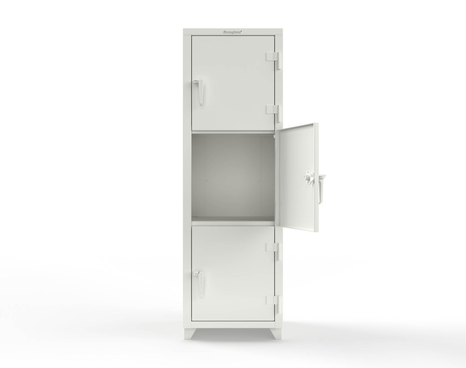 Extra Heavy Duty 14 GA Triple-Tier Locker, 3 Compartments - 24 in. W x 24 in. D x 75 in. H - 26-3D-24-3T-L-9003
