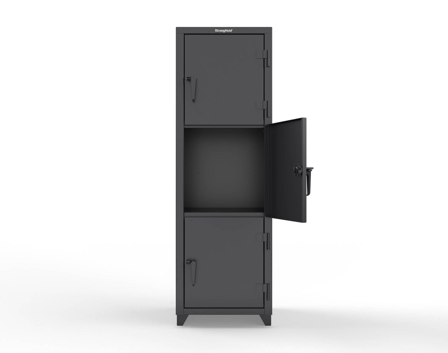 Extra Heavy Duty 14 GA Triple-Tier Locker, 3 Compartments - 24 in. W x 24 in. D x 75 in. H - 26-3D-24-3T-L-9005