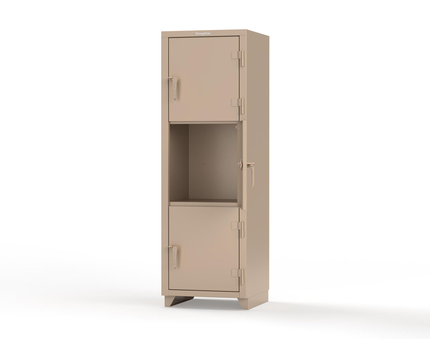 Extra Heavy Duty 14 GA Triple-Tier Locker, 3 Compartments - 24 in. W x 24 in. D x 75 in. H - 26-3D-24-3T-L-1019