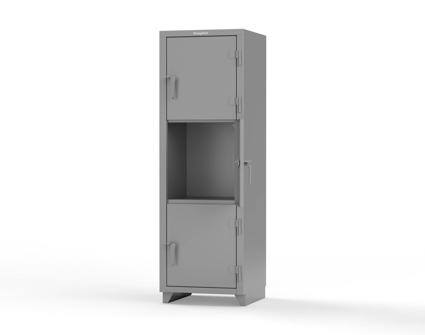 Extra Heavy Duty 14 GA Triple-Tier Locker, 3 Compartments - 24 in. W x 24 in. D x 75 in. H - 26-3D-24-3T-L-7037