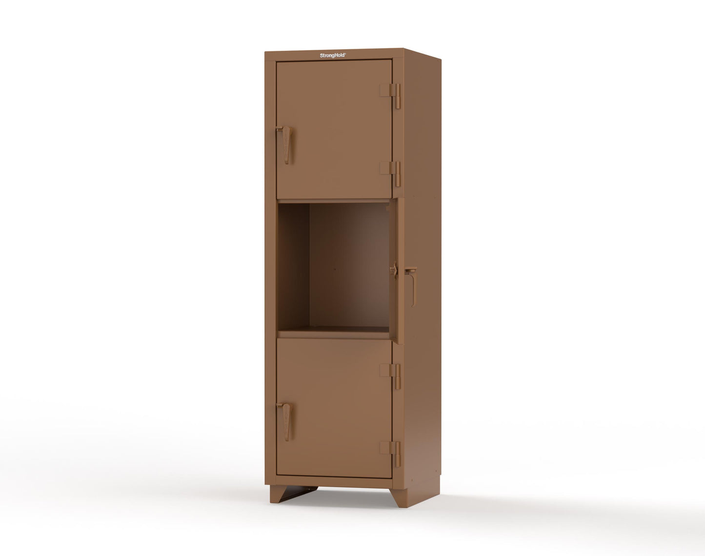 Extra Heavy Duty 14 GA Triple-Tier Locker, 3 Compartments - 24 in. W x 24 in. D x 75 in. H - 26-3D-24-3T-L-8008