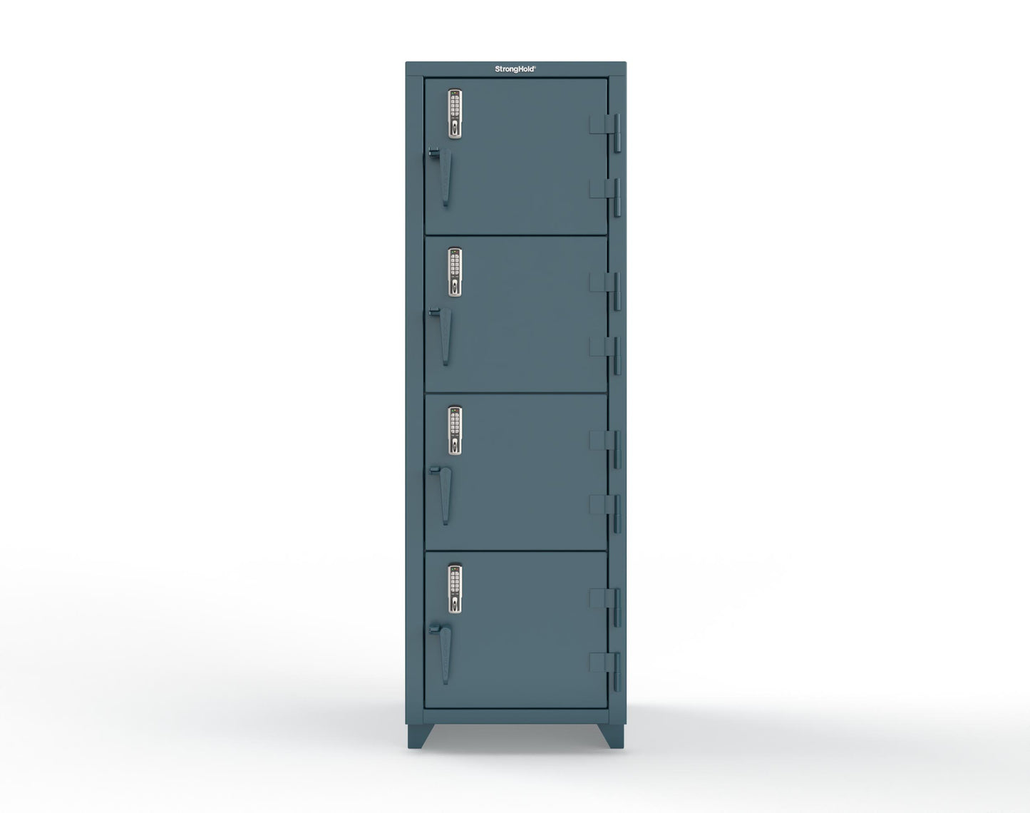 Extra Heavy Duty 14 GA 4-Tier Locker with Keyless Entry Lock, 4 Compartments - 24 in. W x 24 in. D x 75 in. H - 26-4D-24-4T-EK-L-5001