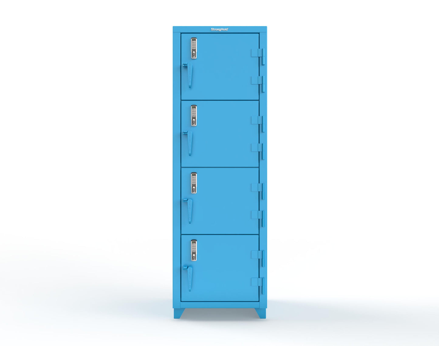 Extra Heavy Duty 14 GA 4-Tier Locker with Keyless Entry Lock, 4 Compartments - 24 in. W x 24 in. D x 75 in. H - 26-4D-24-4T-EK-L-5012