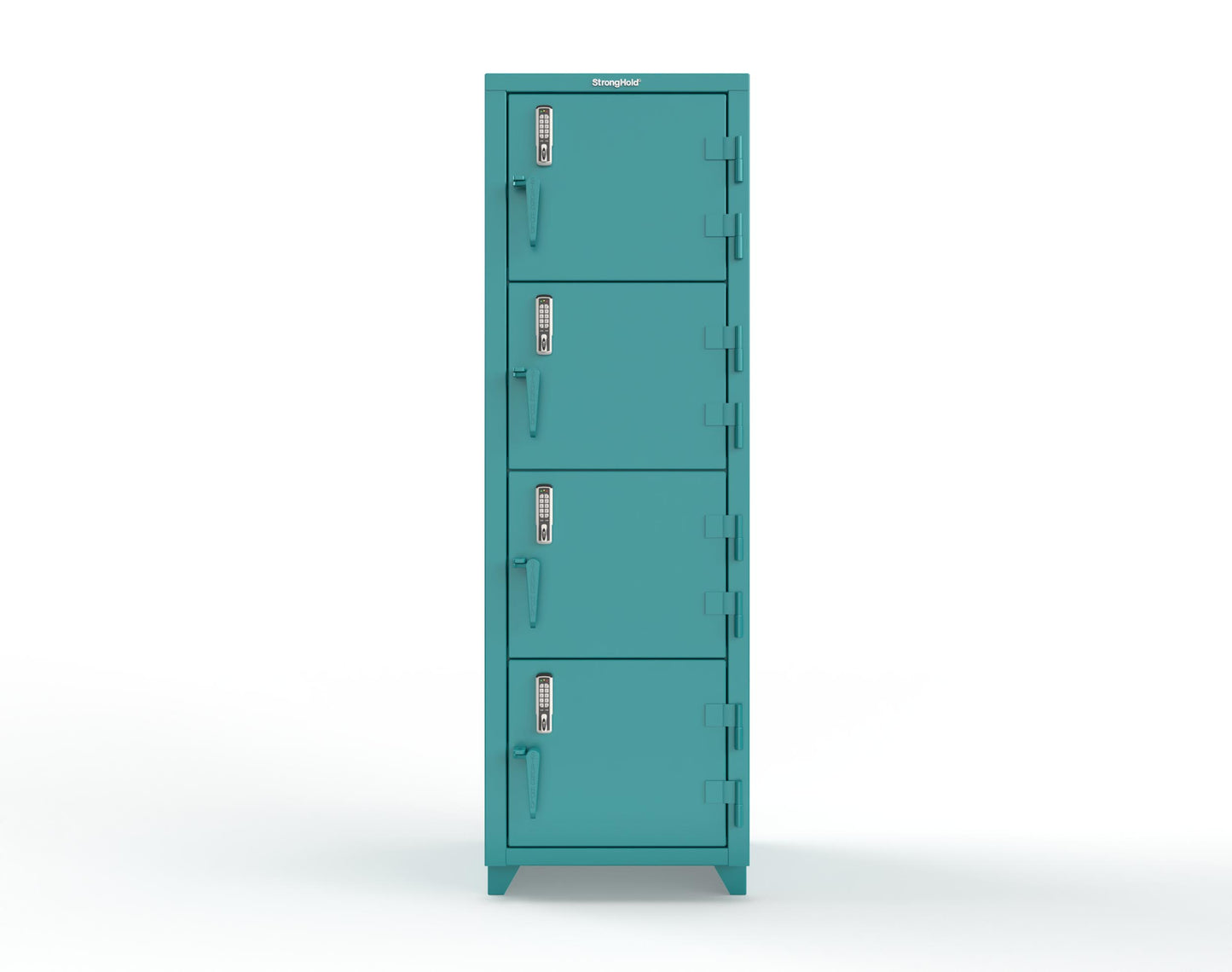 Extra Heavy Duty 14 GA 4-Tier Locker with Keyless Entry Lock, 4 Compartments - 24 in. W x 24 in. D x 75 in. H - 26-4D-24-4T-EK-L-5021