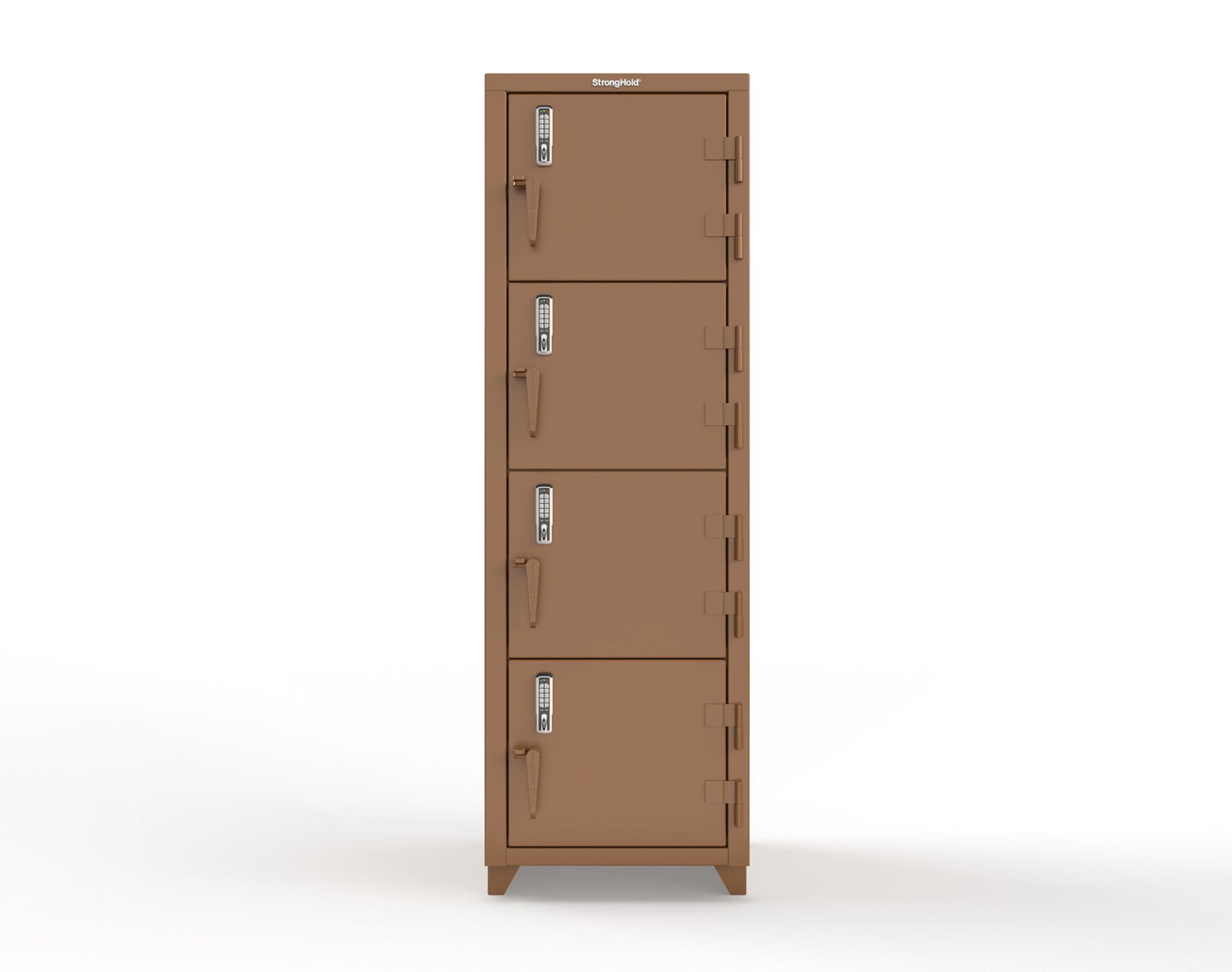 Extra Heavy Duty 14 GA 4-Tier Locker with Keyless Entry Lock, 4 Compartments - 24 in. W x 24 in. D x 75 in. H - 26-4D-24-4T-EK-L-8008