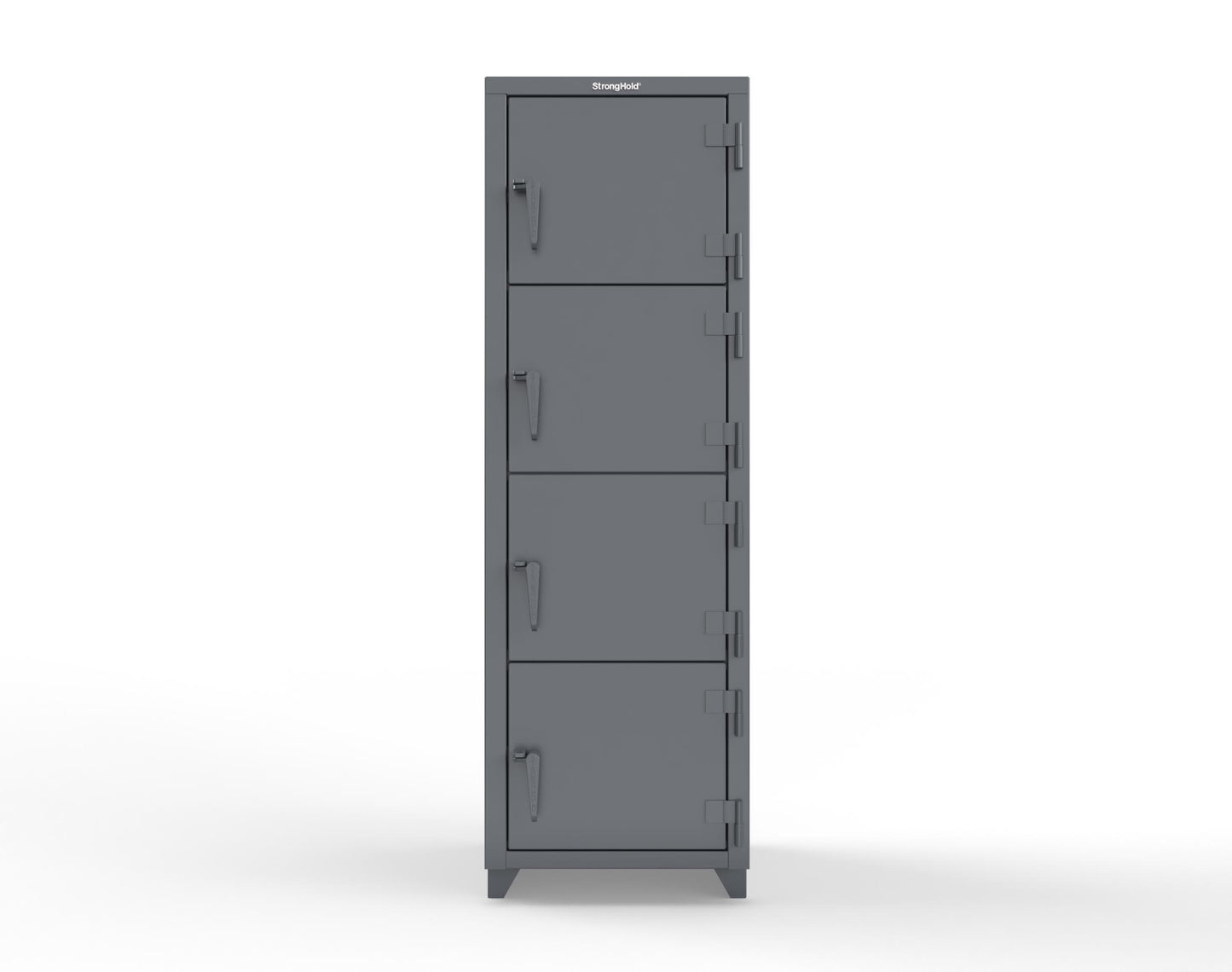 Extra Heavy Duty 14 GA 4-Tier Locker, 4 Compartments - 24 in. W x 24 in. D x 75 in. H - 26-4D-24-4T-L-7024