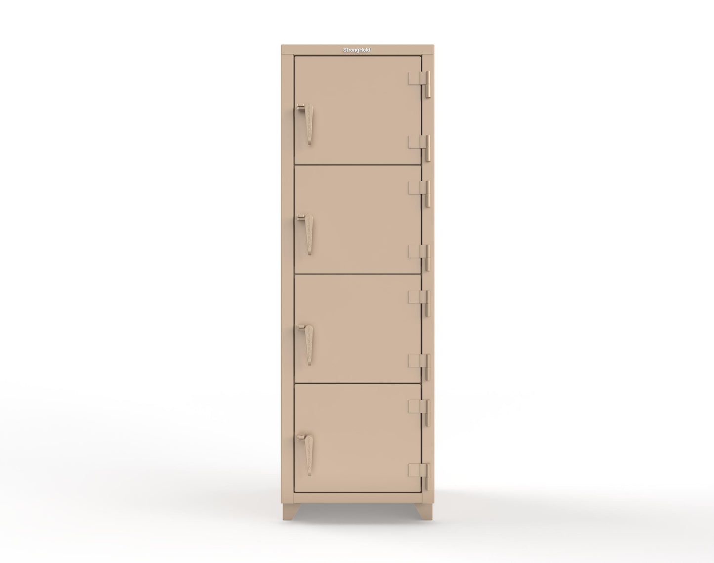 Extra Heavy Duty 14 GA 4-Tier Locker, 4 Compartments - 24 in. W x 24 in. D x 75 in. H - 26-4D-24-4T-L-1019
