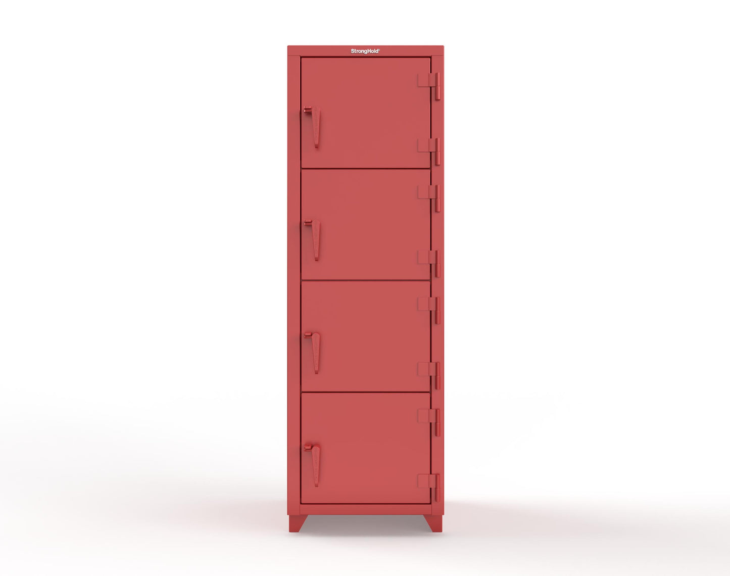 Extra Heavy Duty 14 GA 4-Tier Locker, 4 Compartments - 24 in. W x 24 in. D x 75 in. H - 26-4D-24-4T-L-3001