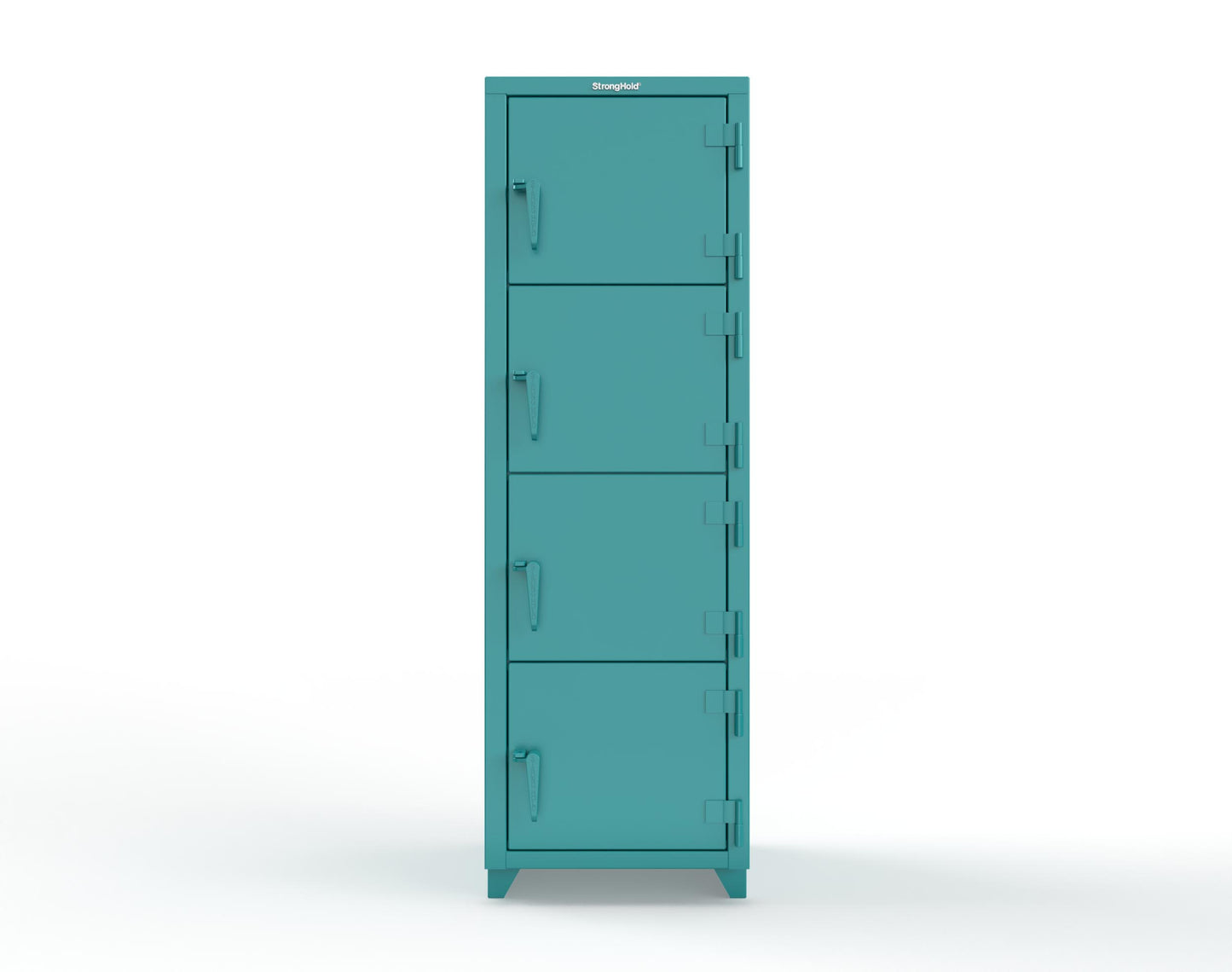 Extra Heavy Duty 14 GA 4-Tier Locker, 4 Compartments - 24 in. W x 24 in. D x 75 in. H - 26-4D-24-4T-L-5021