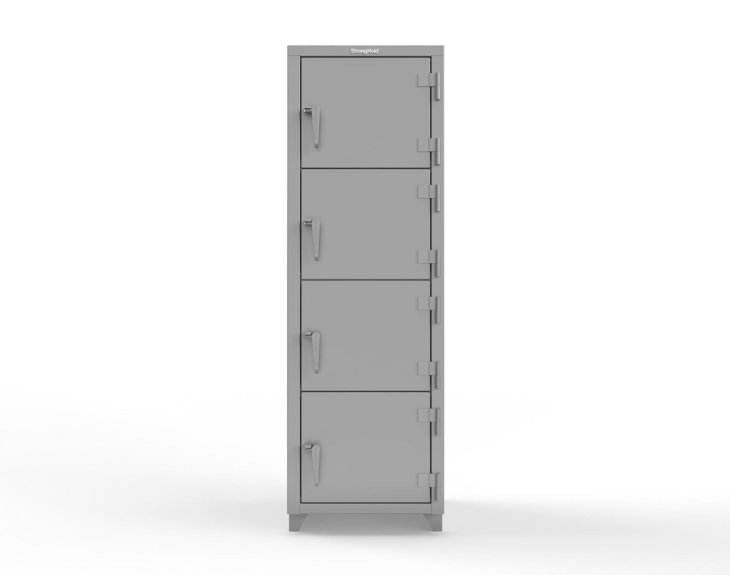 Extra Heavy Duty 14 GA 4-Tier Locker, 4 Compartments - 24 in. W x 24 in. D x 75 in. H - 26-4D-24-4T-L-7037