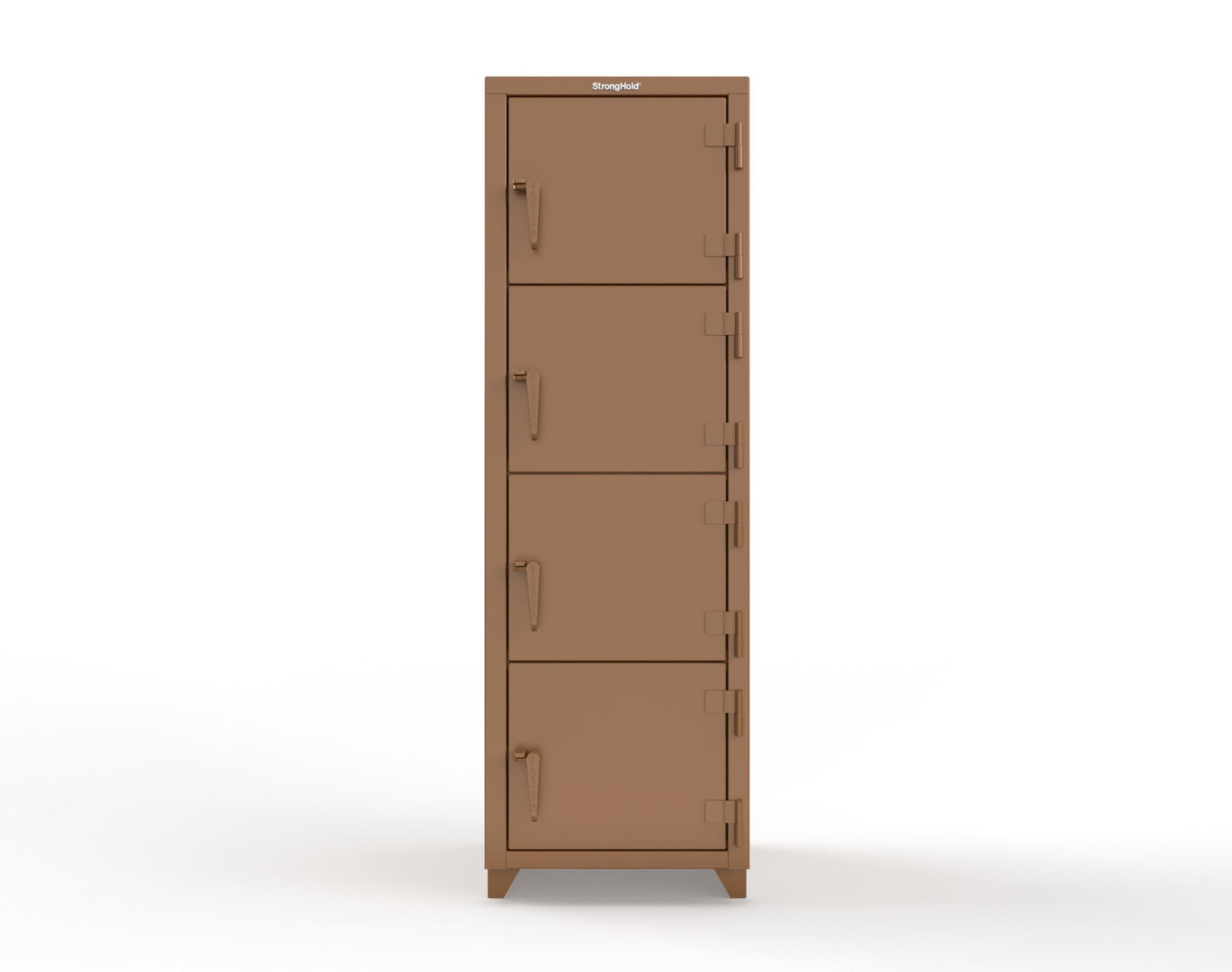 Extra Heavy Duty 14 GA 4-Tier Locker, 4 Compartments - 24 in. W x 24 in. D x 75 in. H - 26-4D-24-4T-L-8008
