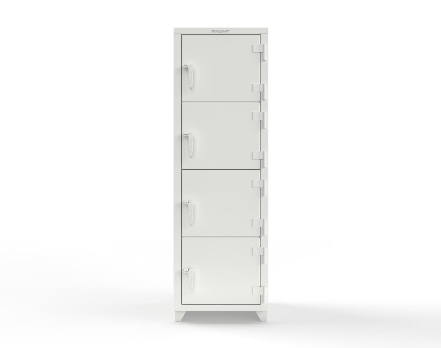 Extra Heavy Duty 14 GA 4-Tier Locker, 4 Compartments - 24 in. W x 24 in. D x 75 in. H - 26-4D-24-4T-L-9003