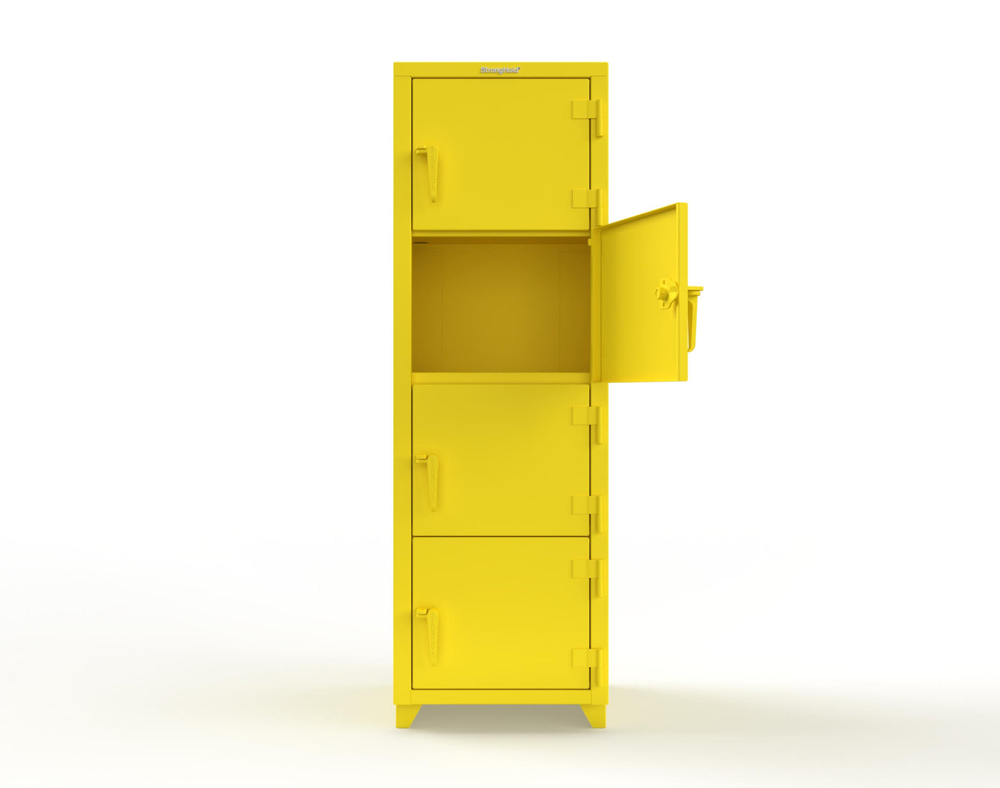 Extra Heavy Duty 14 GA 4-Tier Locker, 4 Compartments - 24 in. W x 24 in. D x 75 in. H - 26-4D-24-4T-L-1021