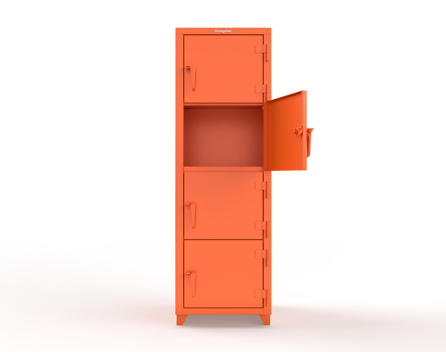 Extra Heavy Duty 14 GA 4-Tier Locker, 4 Compartments - 24 in. W x 24 in. D x 75 in. H - 26-4D-24-4T-L-2009