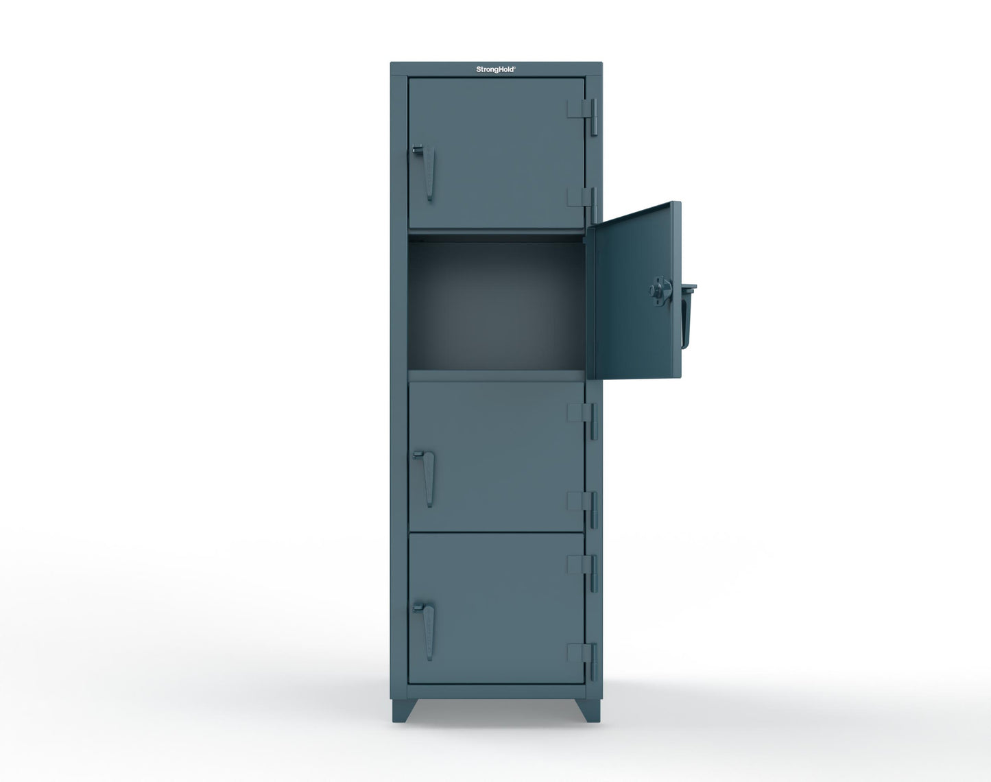 Extra Heavy Duty 14 GA 4-Tier Locker, 4 Compartments - 24 in. W x 24 in. D x 75 in. H - 26-4D-24-4T-L-5001