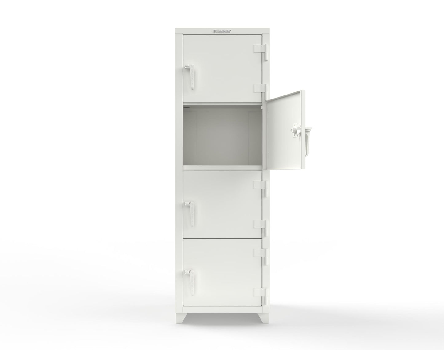 Extra Heavy Duty 14 GA 4-Tier Locker, 4 Compartments - 24 in. W x 24 in. D x 75 in. H - 26-4D-24-4T-L-9003